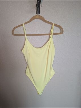 ⚡3/$20 Lemon Yellow Scoop Neck One-Piece Bodysuit